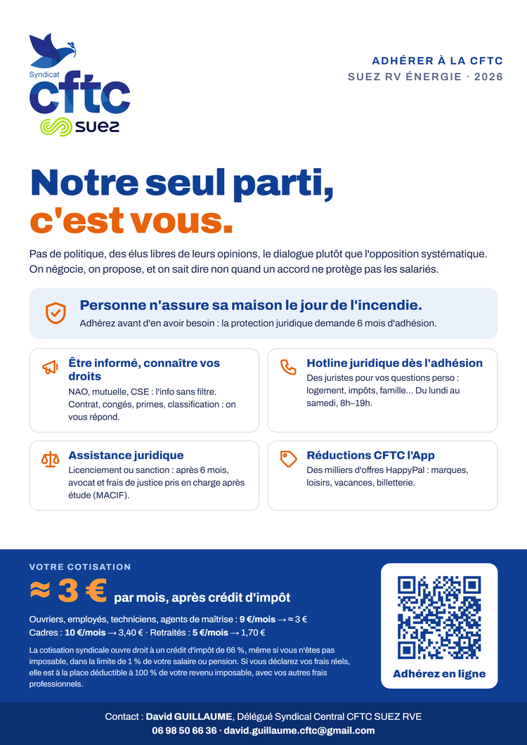 Adhésion CFTC Chimie ou RVE