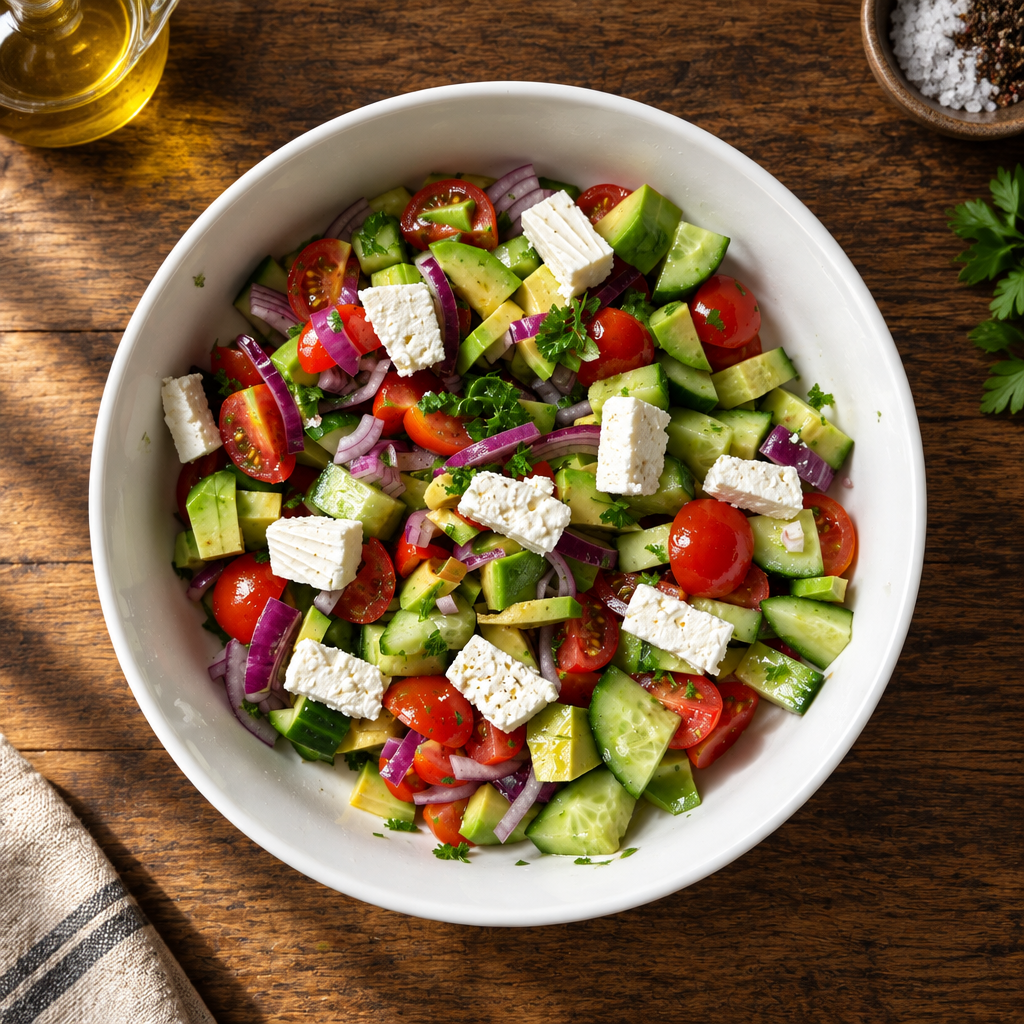 Mediterranean Avocado, Feta & Tomato Salad