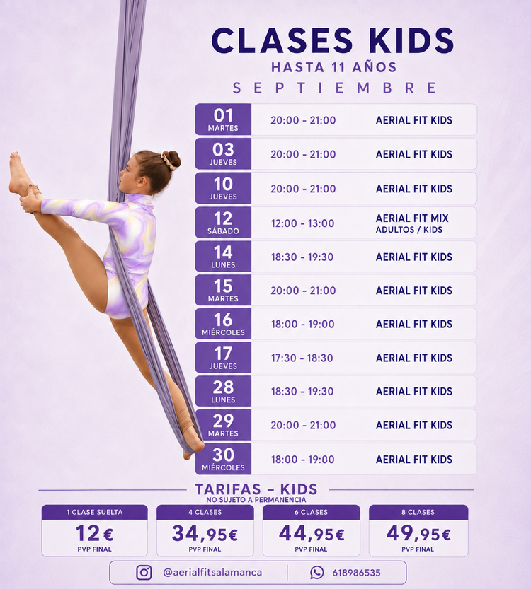 💜 CLASES KIDS · SEPTIEMBRE 💜