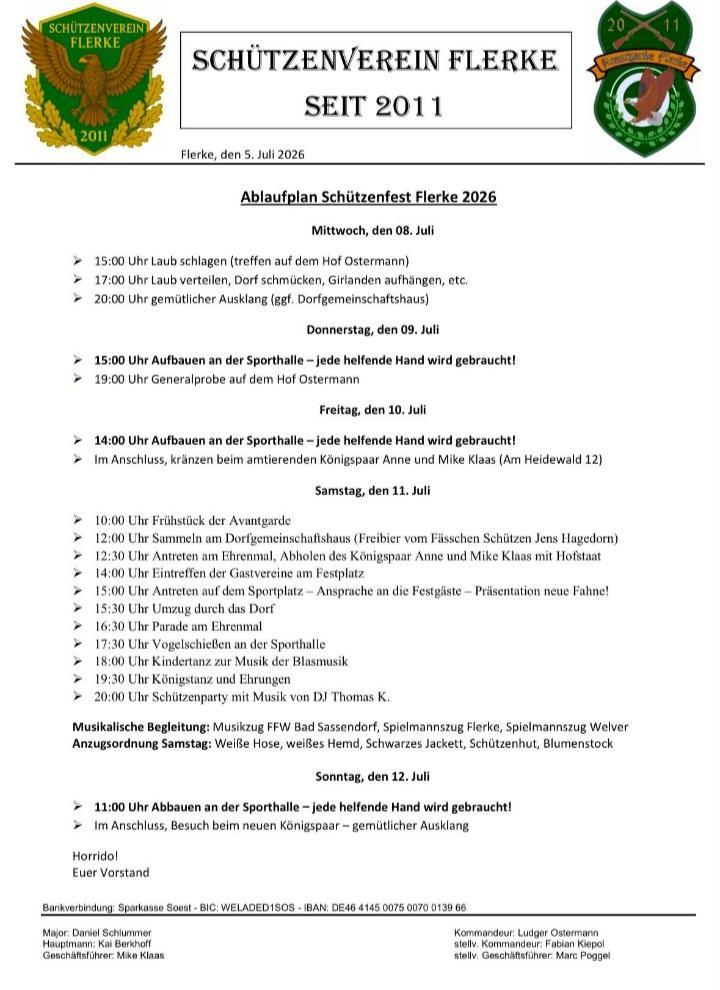 Ablaufplan Schützenfest💚 🤍