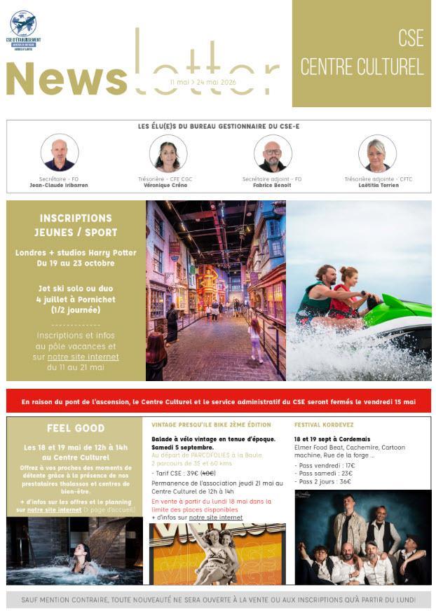 Newsletter du 18 au 24 mai 2026