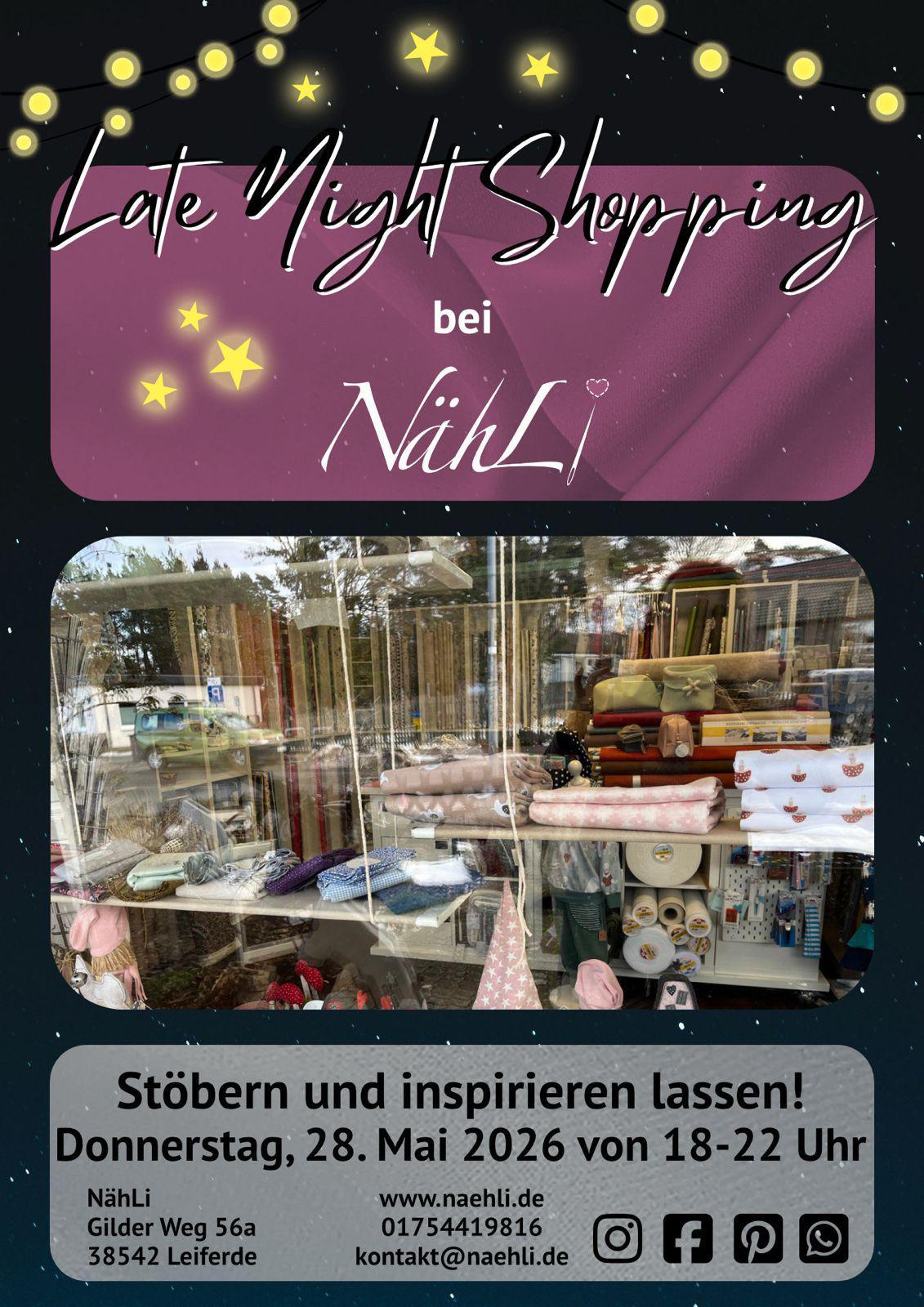  🧵✨Late Night Shopping bei NähLi am 28.05.2026