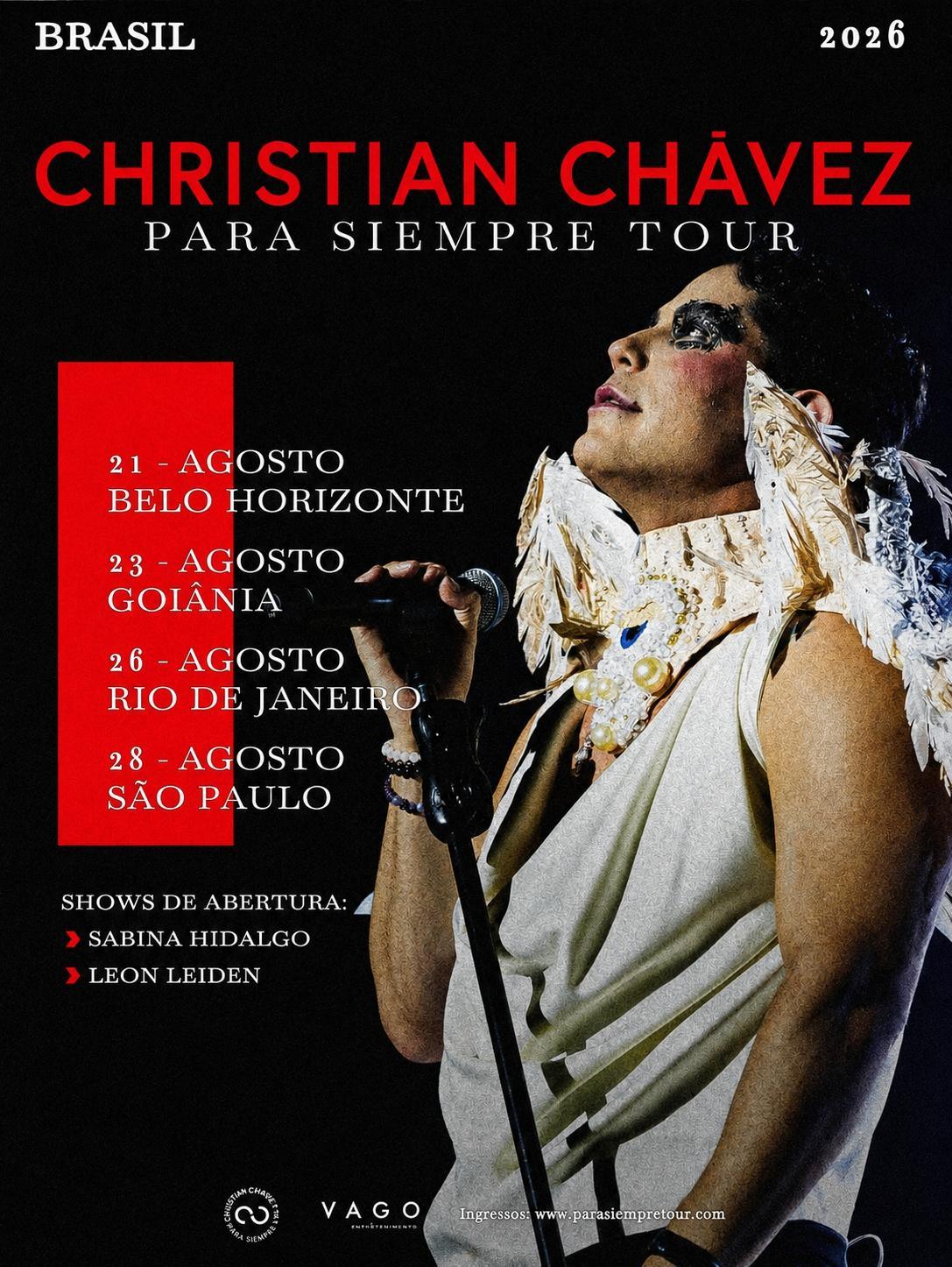 Christian Chávez retorna ao Brasil em agosto com a segunda etapa da "Para Siempre Tour"