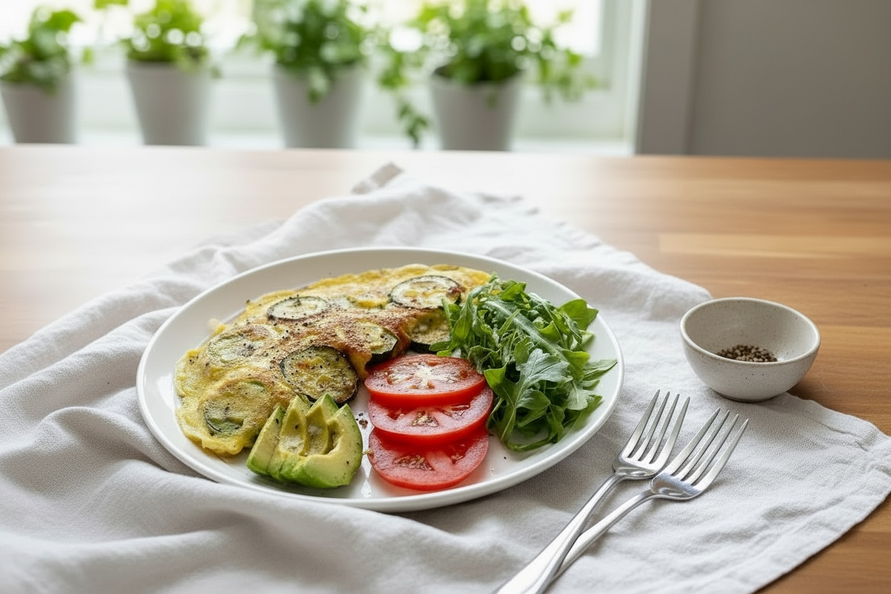 Courgette Omelette with Avocado & Rocket
