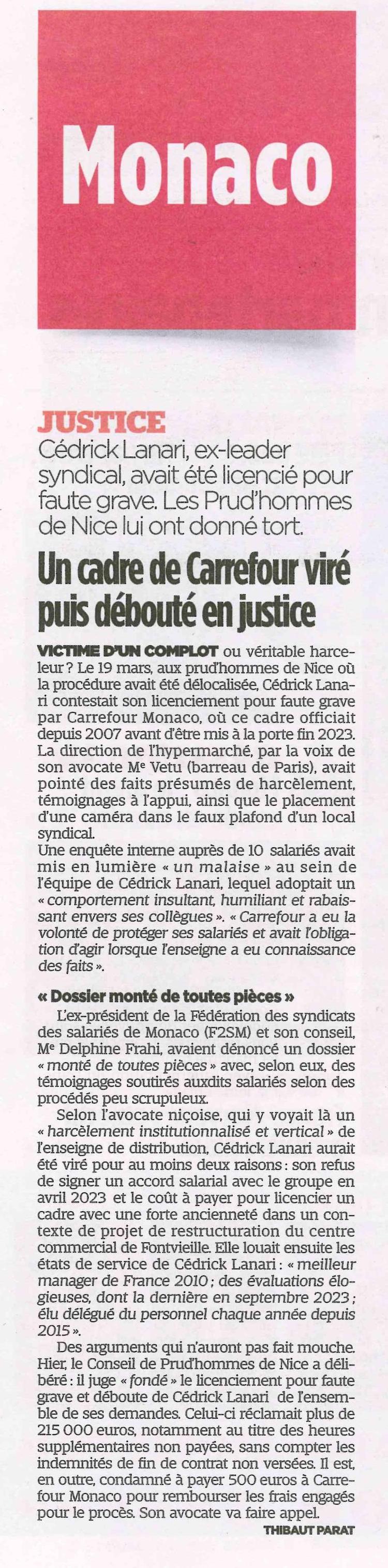Un cadre de Carrefour viré puis débouté en justice 