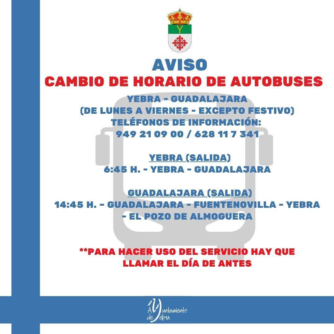 CAMBIO DE HORARIO EN AUTOBÚS