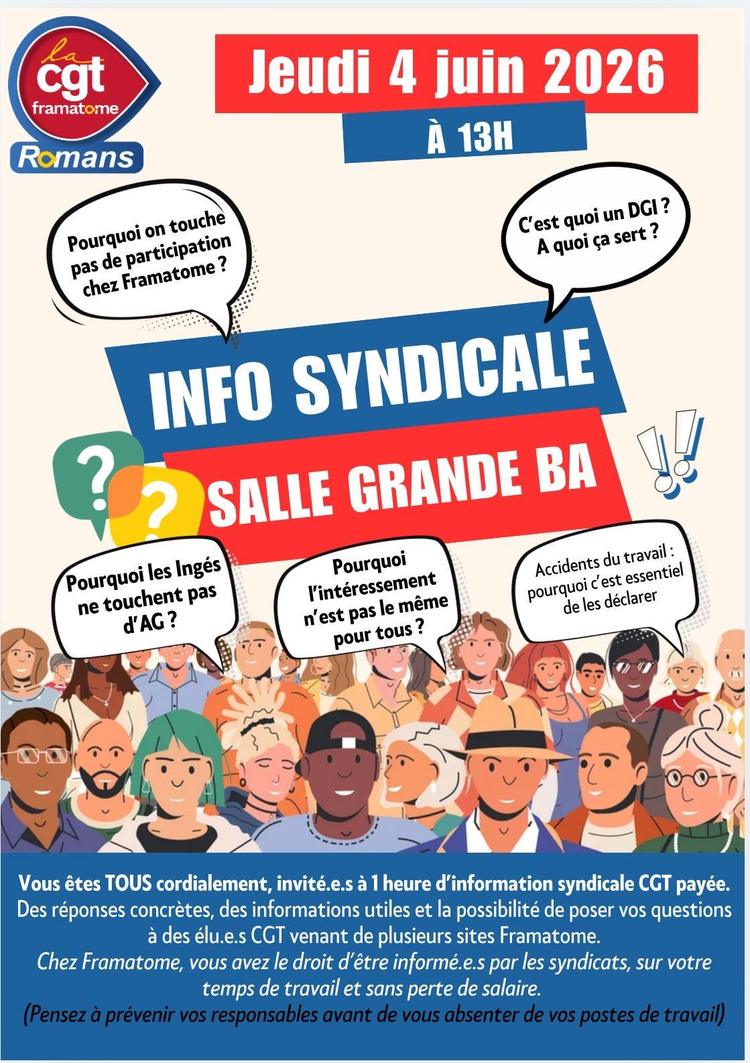 Réunion d’infos syndicale pour le personnel 