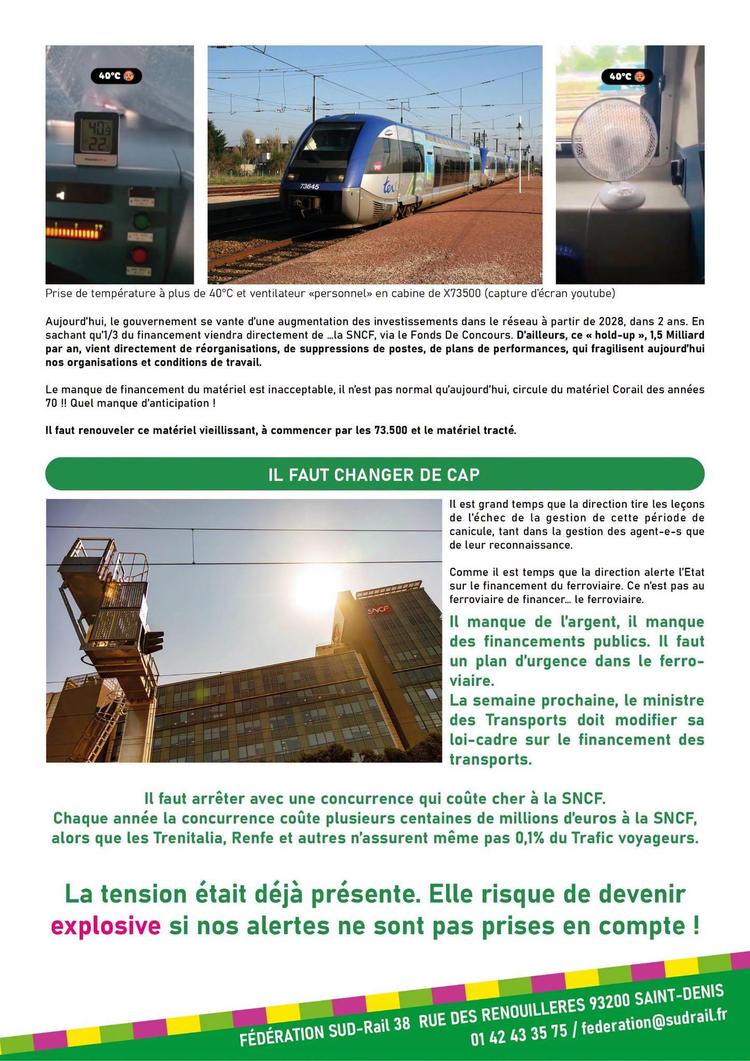 SUD-Rail // Canicule : non au service minimum du patronat et du gouvernement !