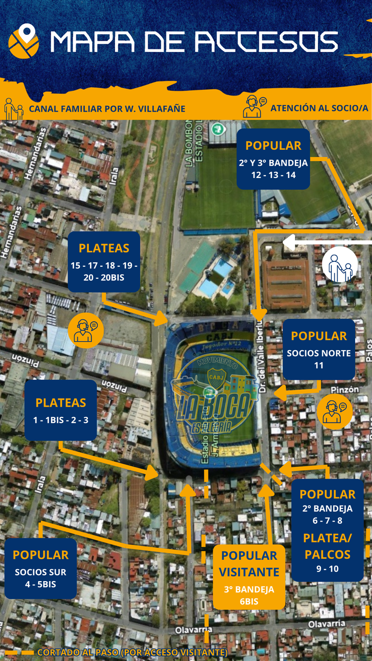 Mapa de Accesos para hoy...