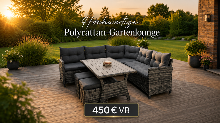 🌞 Hochwertige Polyrattan-Gartenlounge zu verkaufen 🌞