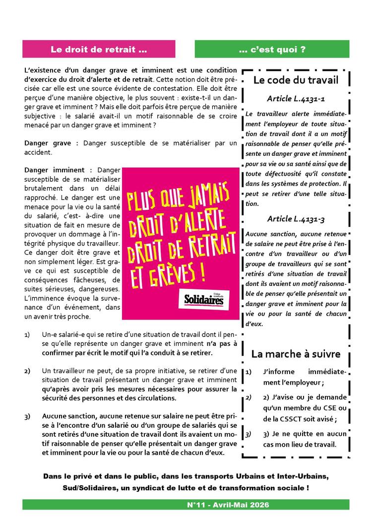 Solidaires sur toute la ligne # 11 avril-mai 2026