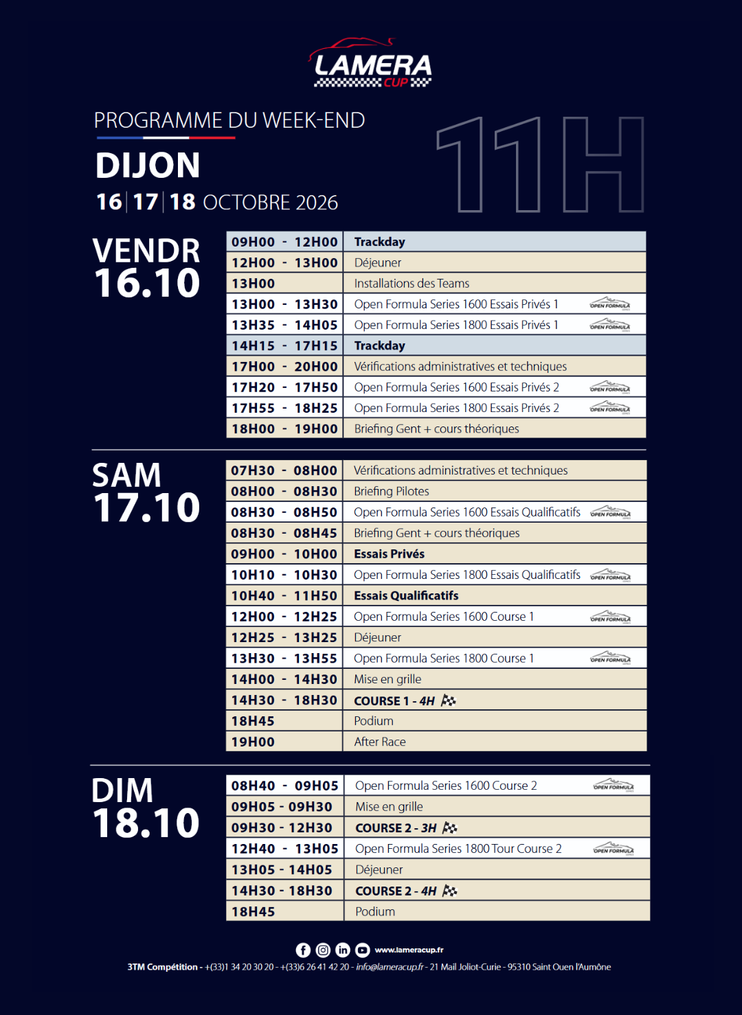 Lamera Cup 2026 : le programme complet du week-end