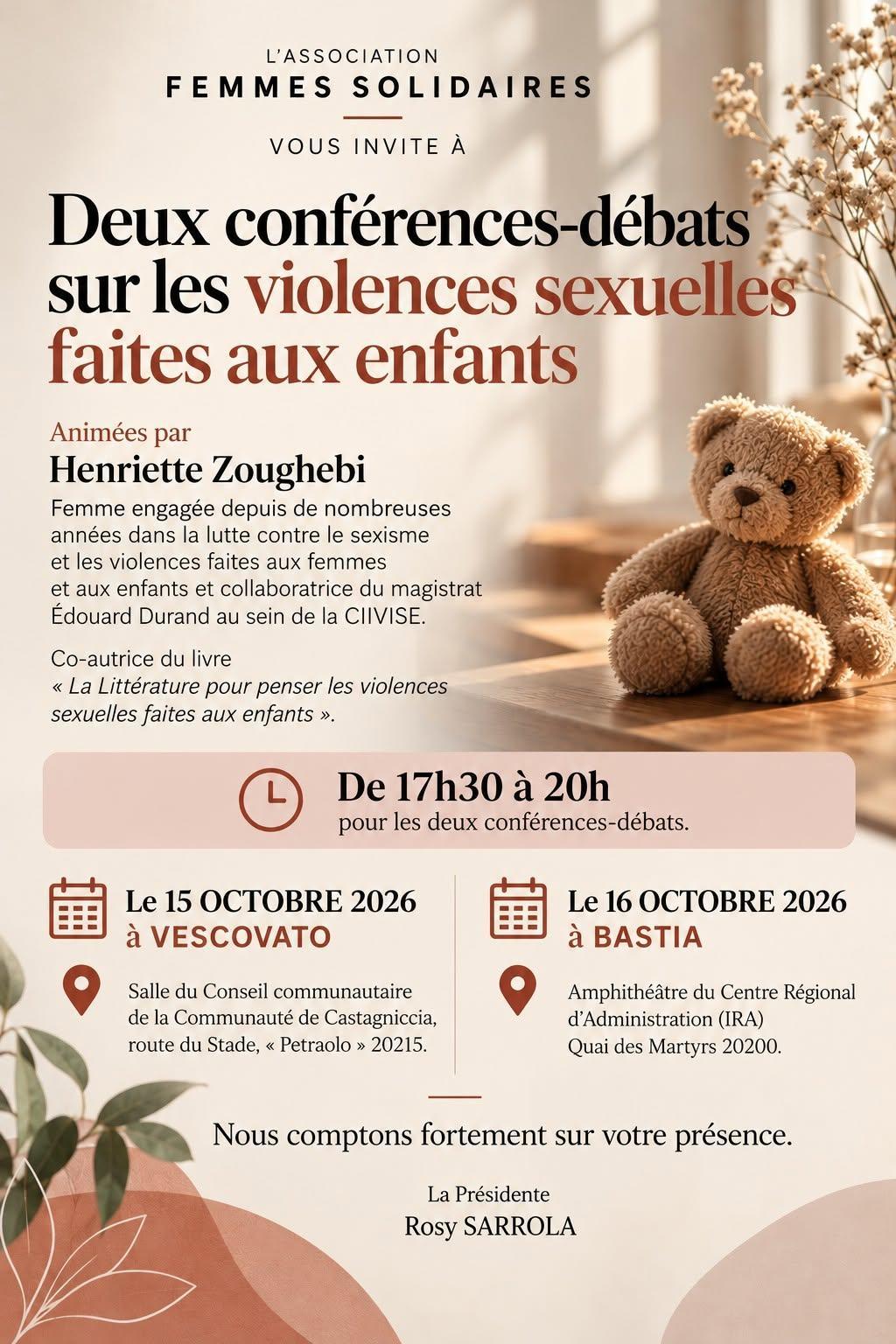 Vescovato et Bastia - Conférence sur les violences sexuelles 