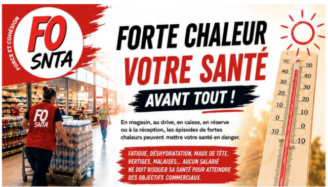 🌡️ Forte chaleur : communications FO SNTA et modèle de mail à diffuser