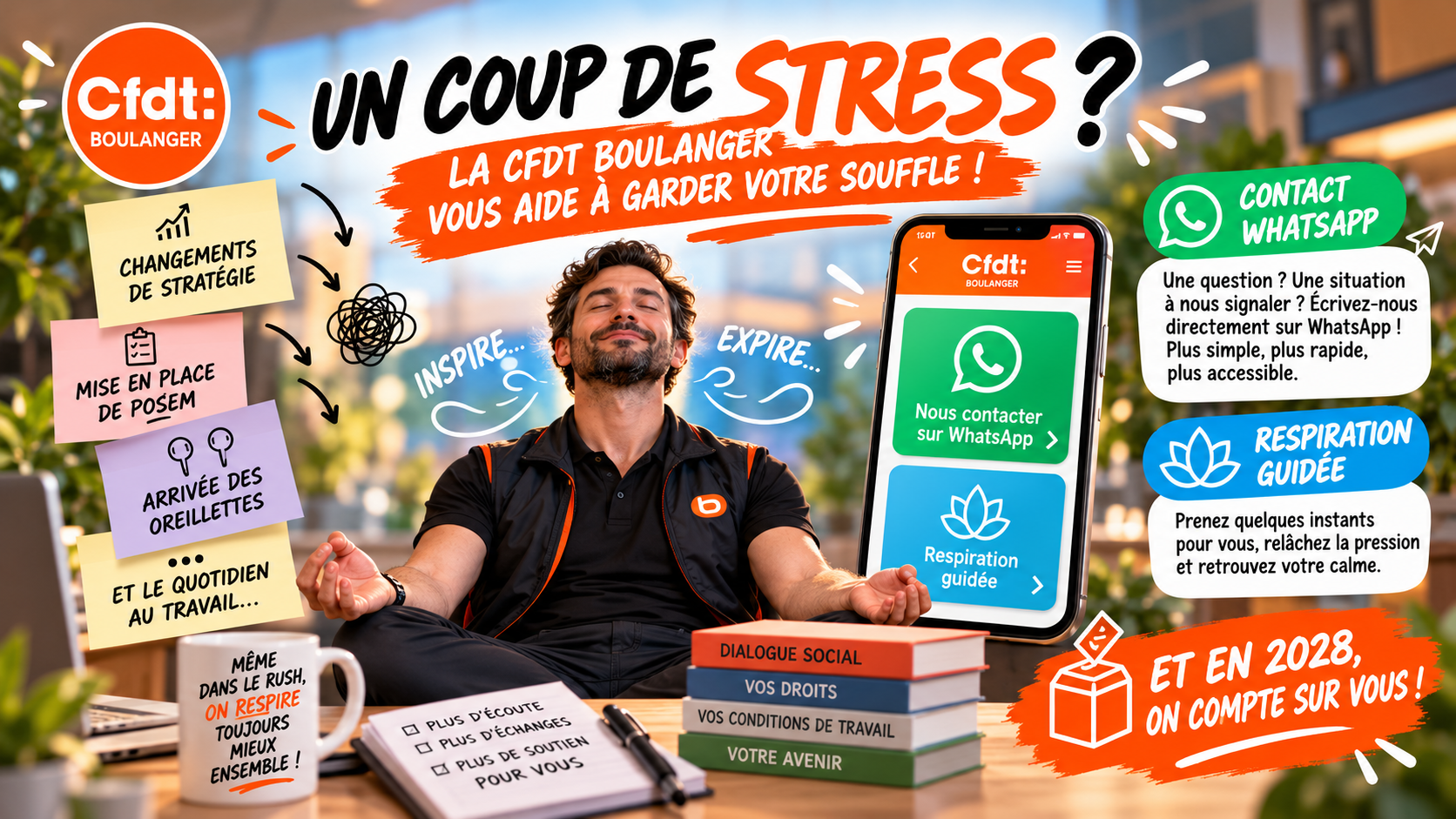 🧘 Un coup de stress ? Respirez, la CFDT Boulanger est là !