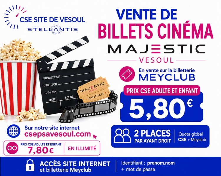 Cinéma Majestic Vesoul : Vente en ligne sur Meyclub