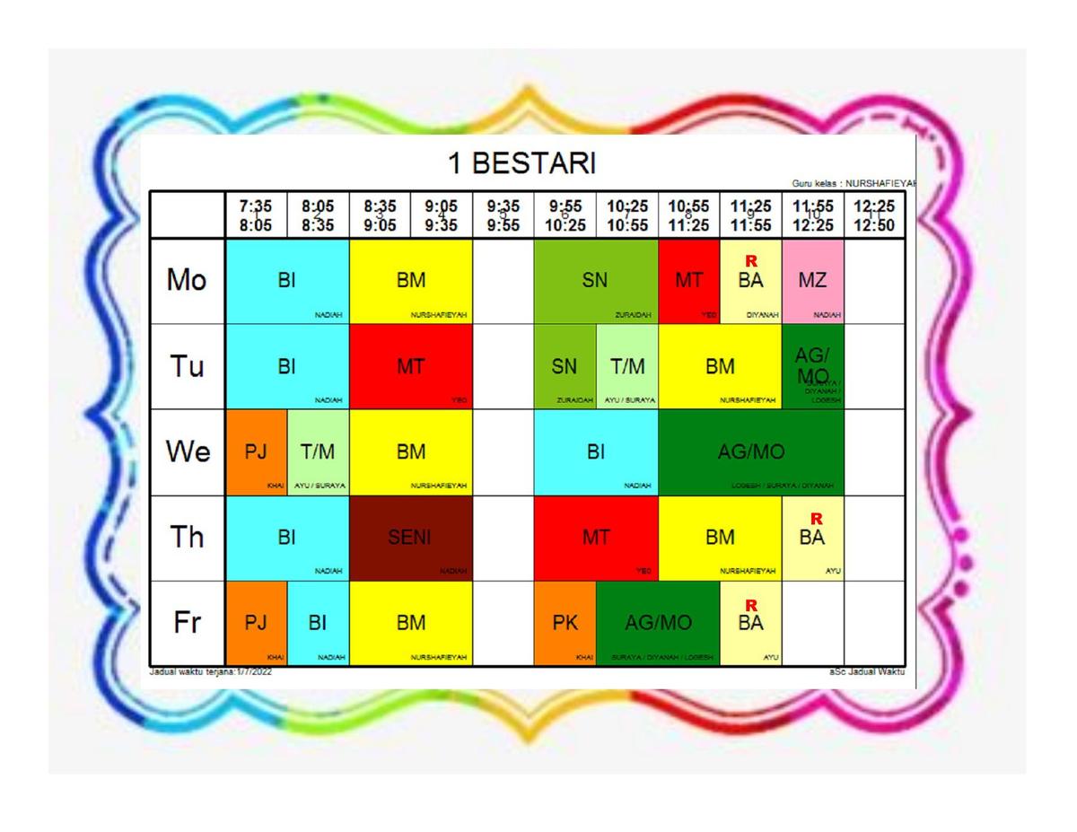 Jadual Kelas