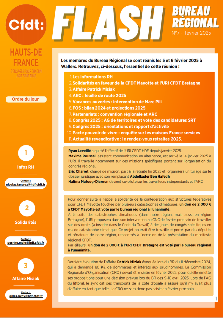 Flash Bureau Régional N°7 - Février 2025