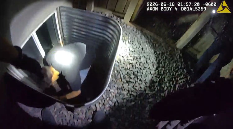 Officers find suspect hiding in window well