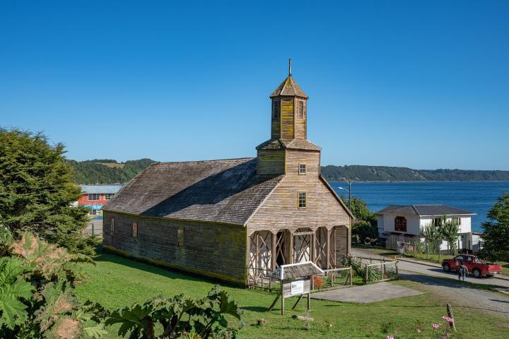Iglesia de Detif en Puqueldon, Chiloé, Sur de Chile