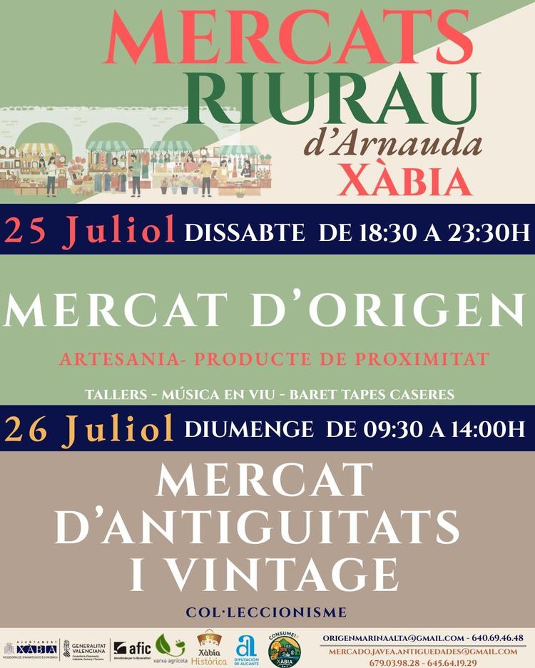 Vuelven este fin de semana els mercats del Riurau d'Arnauda con una nueva edición de ORIGEN y el Mercado de Antigüedades con nuevo horario