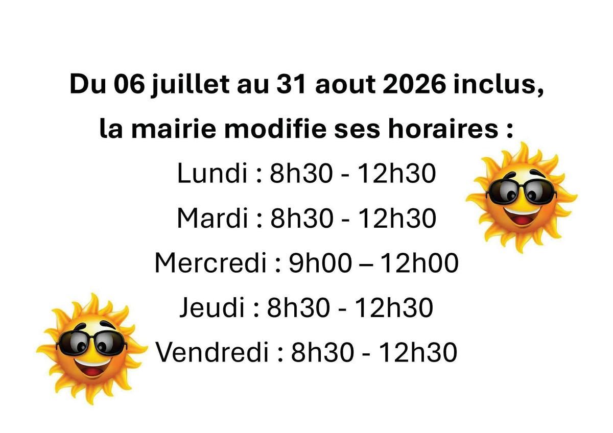 Horaires d'été 2026