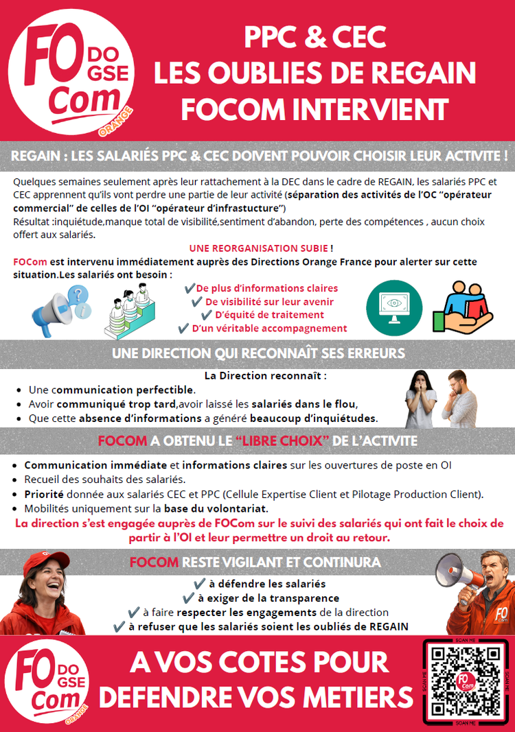 PPC & CEC LES OUBLIES DE REGAIN, FOCOM INTERVIENT