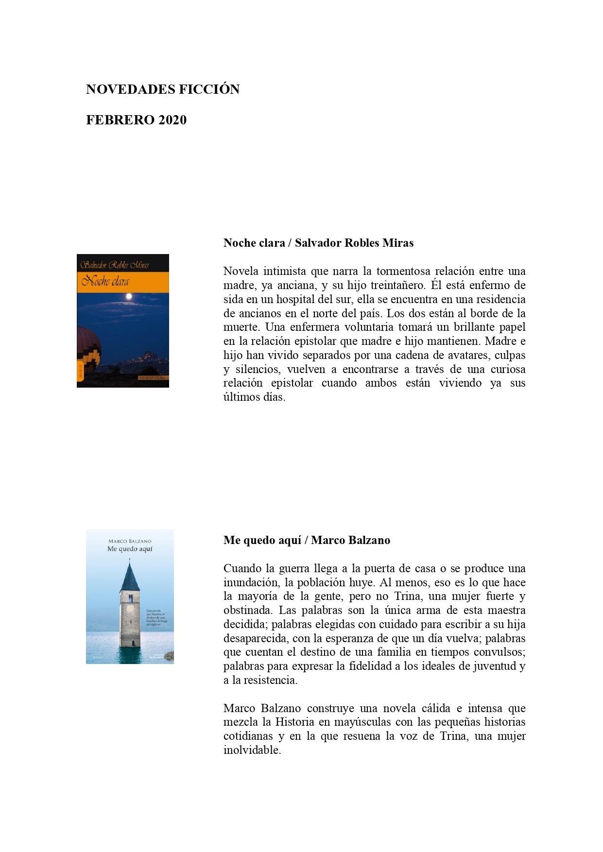 Novedades de narrativa de Febrero