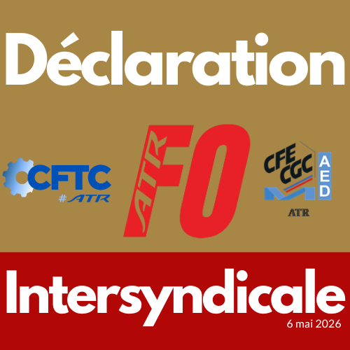 Prime de participation versée en 2026 (exercice 2025) Déclaration intersyndicale ATR
