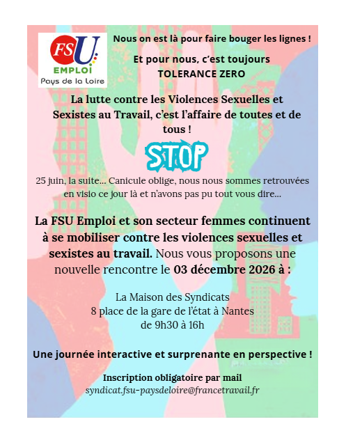 3 décembre 2026 : nouvelle journée consacrée à la lutte contre les violences sexuelles et sexistes au travail