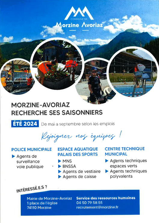 Morzine - Avoriaz recherche ses saisonniers pour l'été  2024 