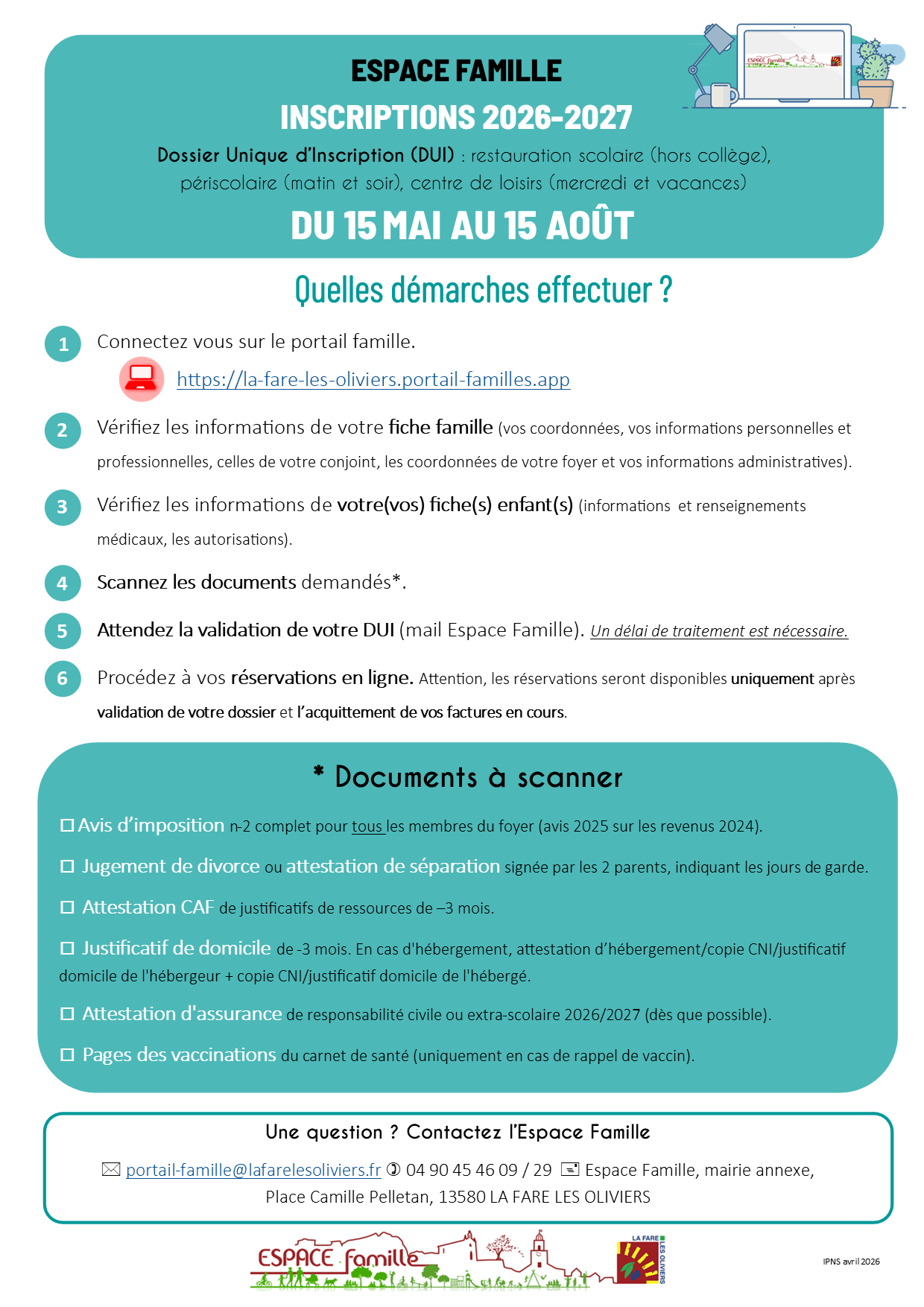Périscolaire, restauration scolaire et vacances - les inscriptions pour l'année 2026-2027 sont ouvertes