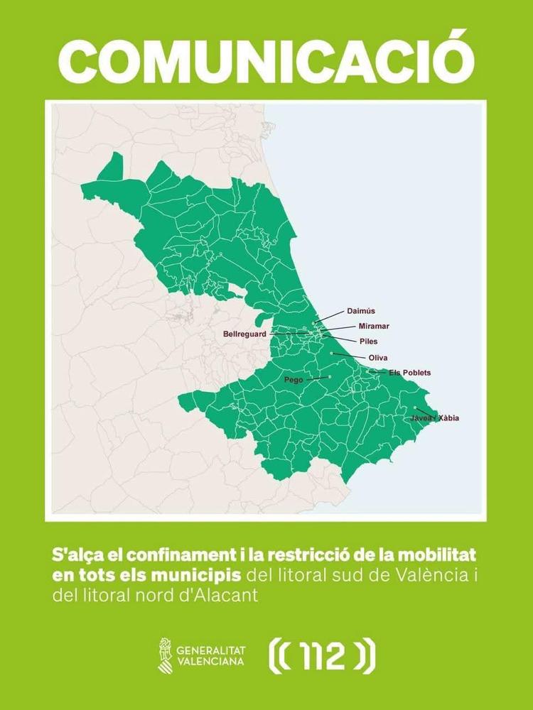 Fin del confinamiento en toda la Marina Alta