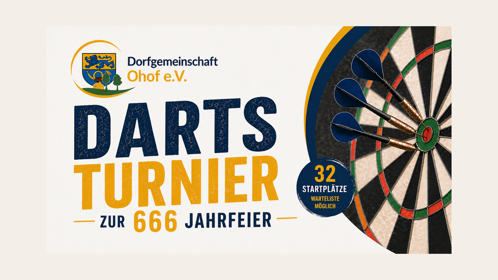🎯 Darts-Turnier zur 666-Jahrfeier – sichere dir jetzt deinen Startplatz! 🔥 # 666 Jahre Ohof