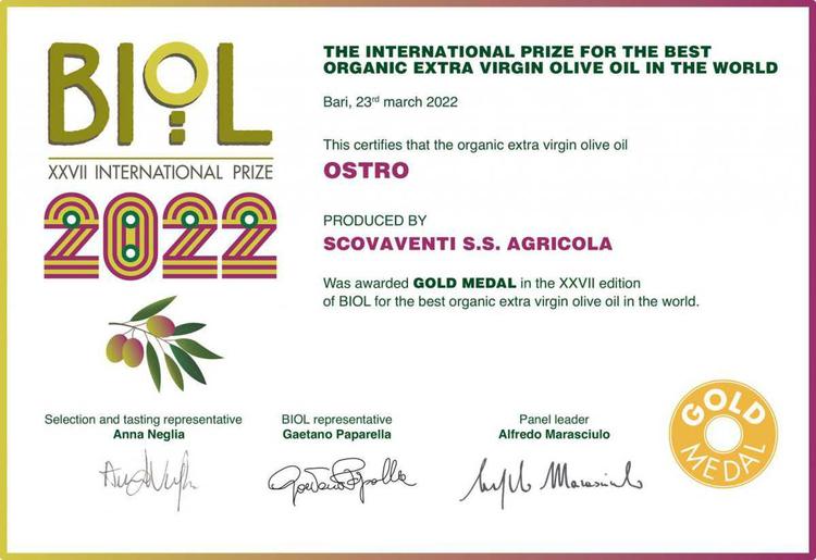 The international prize for the best organic extra virgin oil in the world #3