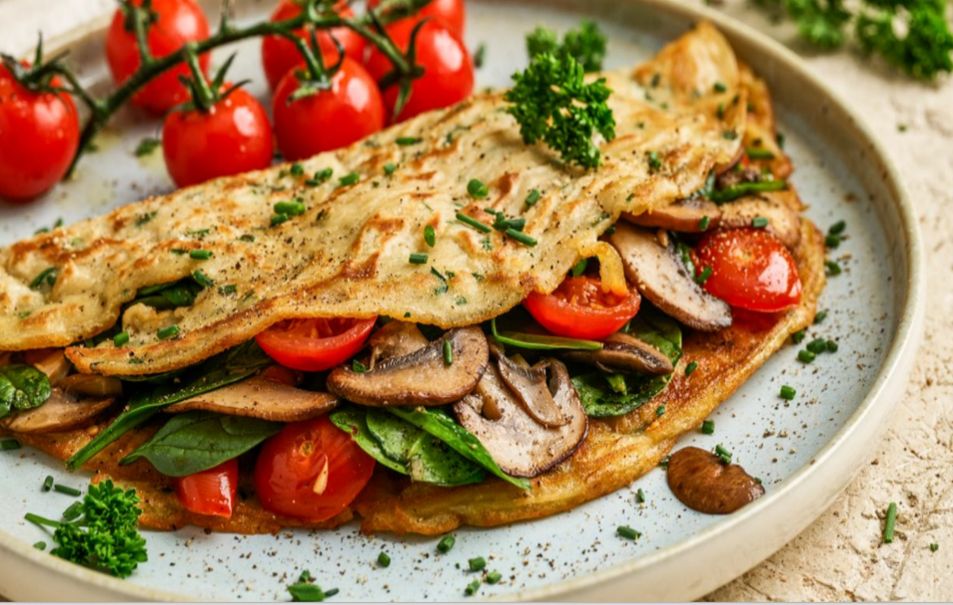 OMELETT MIT CHAMPIGNONS + SPINAT