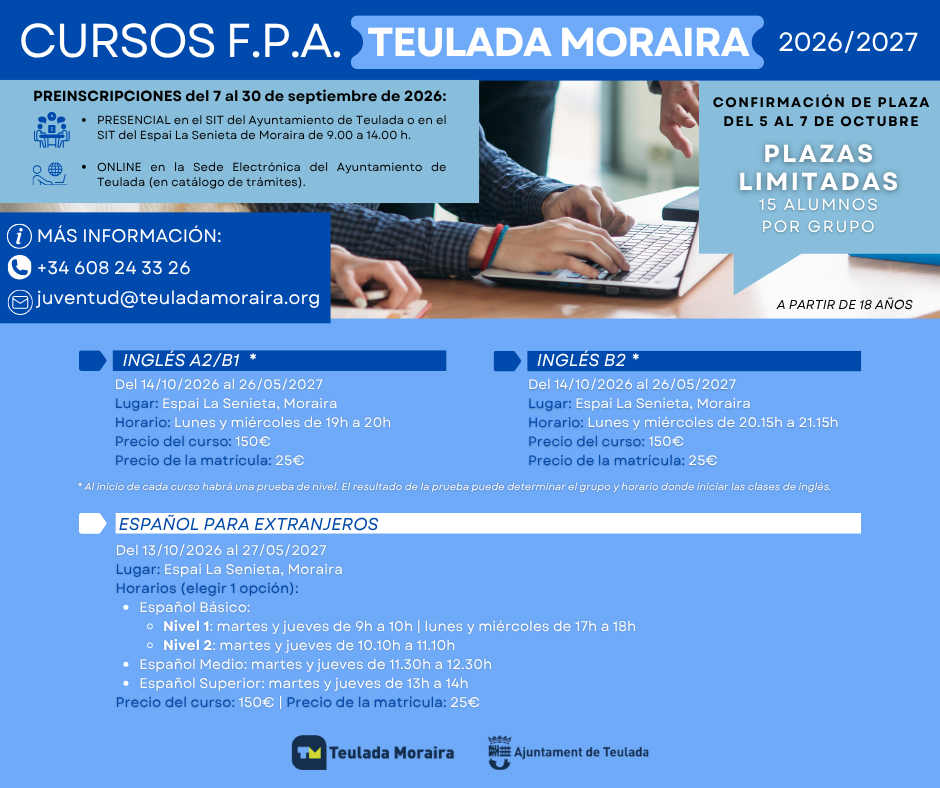 Teulada Moraira presenta su oferta de cursos de idiomas para personas adultas 2026-2027