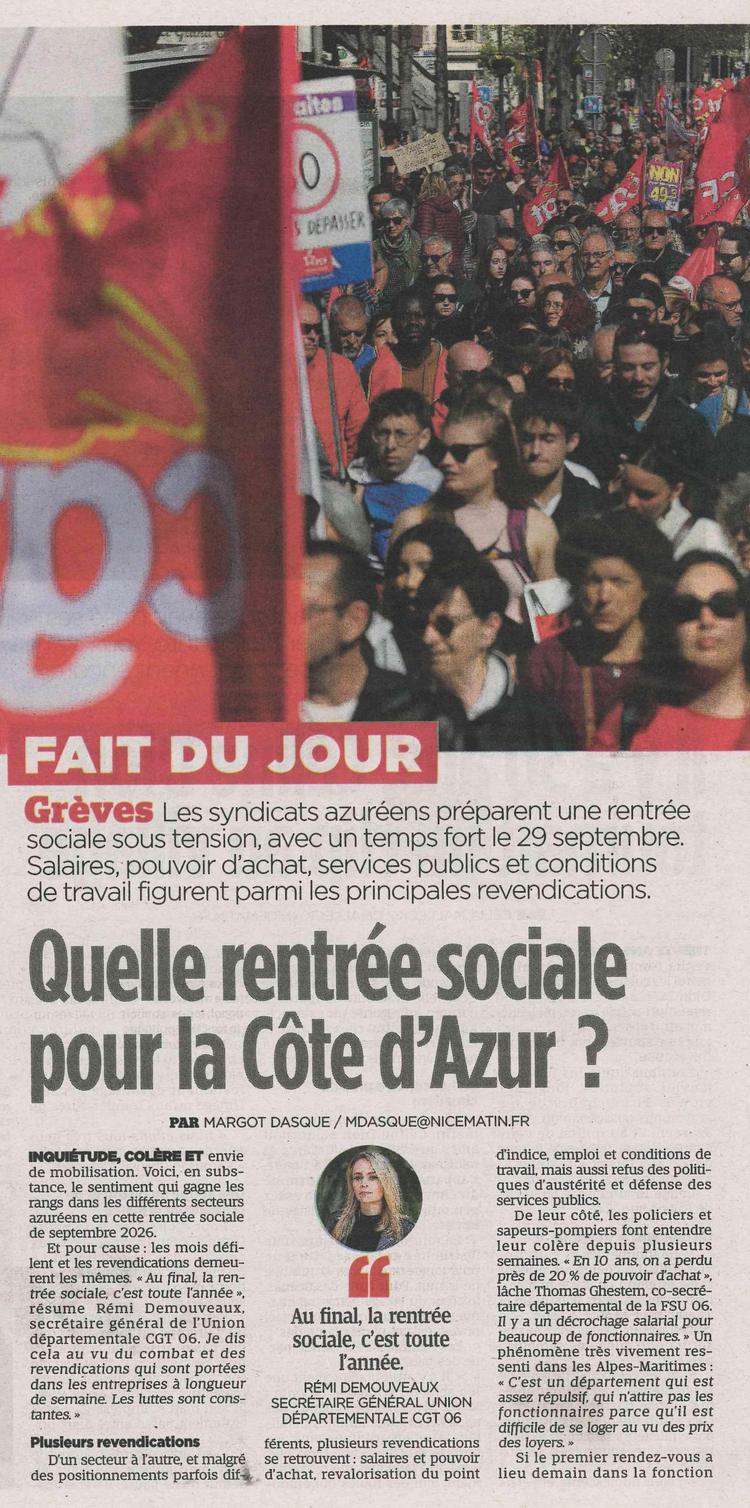 Quelle rentrée sociale pour la côte d'azur ?