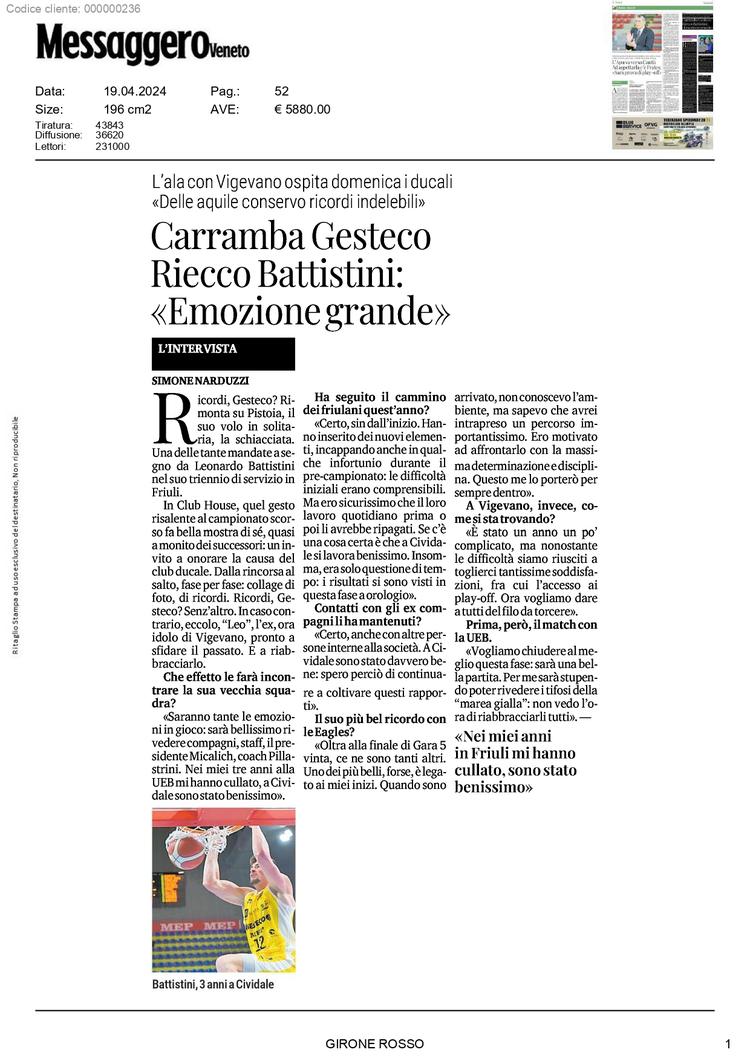 Il Messaggero Veneto - 19/04/24