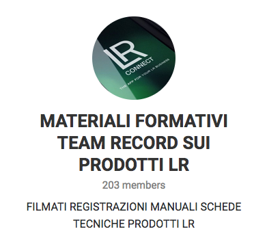 Materiali Formativi - Team Record sui prodotti LR