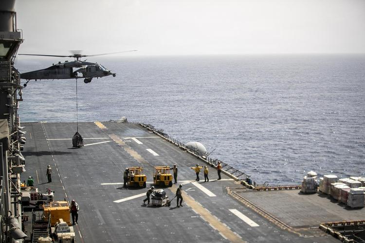 Ships in Action | LHA 7 gets critical supplies at sea 