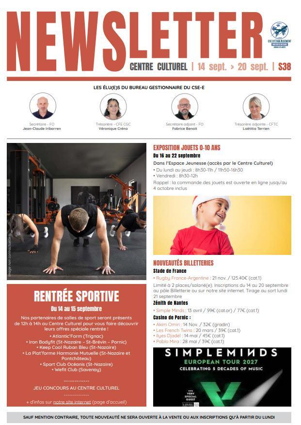 Newsletter du 14 au 20 septembre 2026
