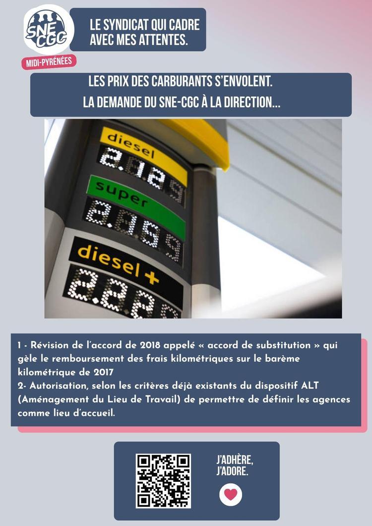 Les prix du carburant s'envolent... La demande du SNE-CGC à la Direction...