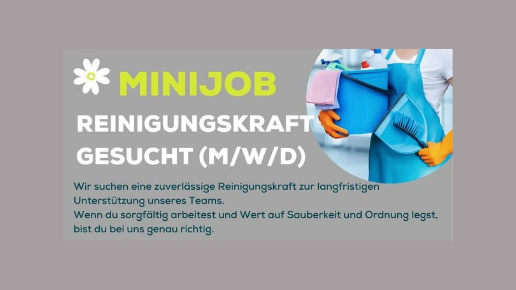 Reinigungskraft (m/w/d) gesucht!