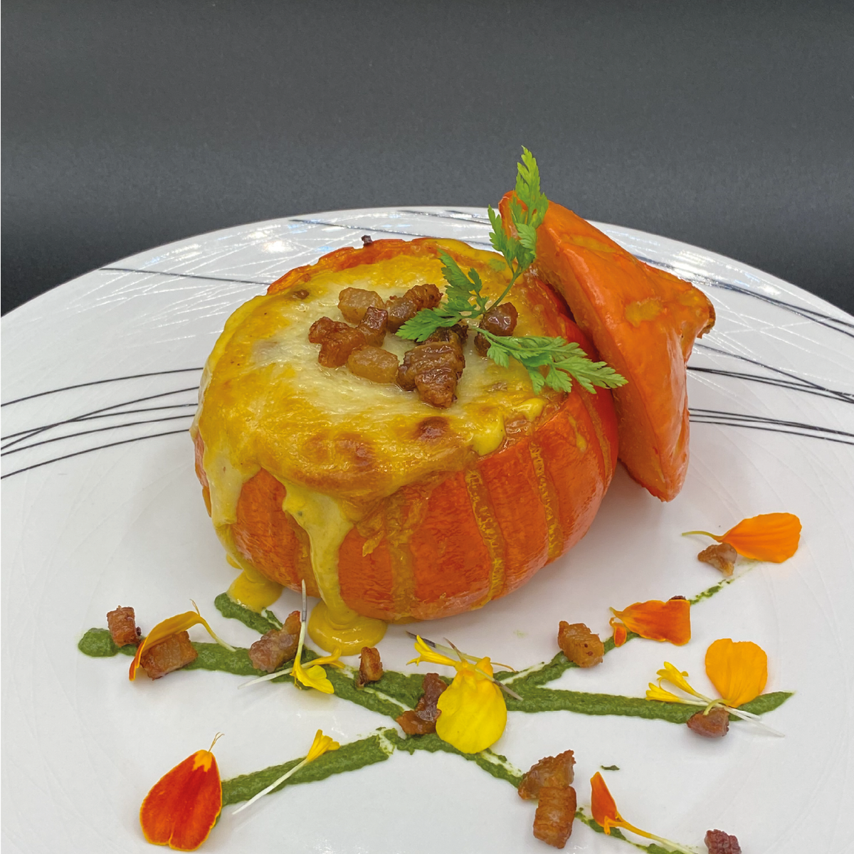 Recette Potimarrons farcis aux lardons, Fromages et châtaignes