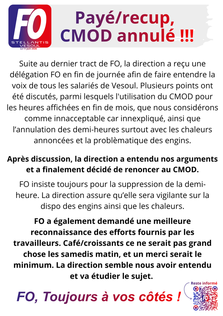Payé/recup, CMOD annulé !!!