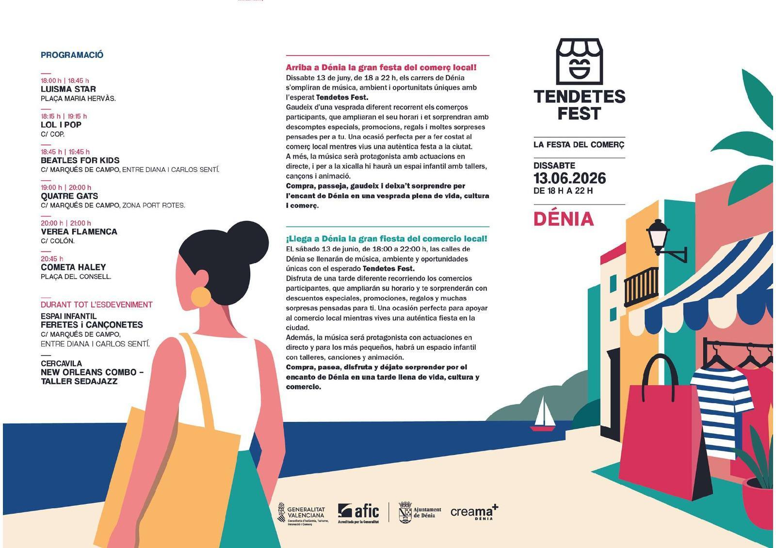 Tendetes Fest llenará mañana sábado el centro de Dénia de descuentos, música y actividades 