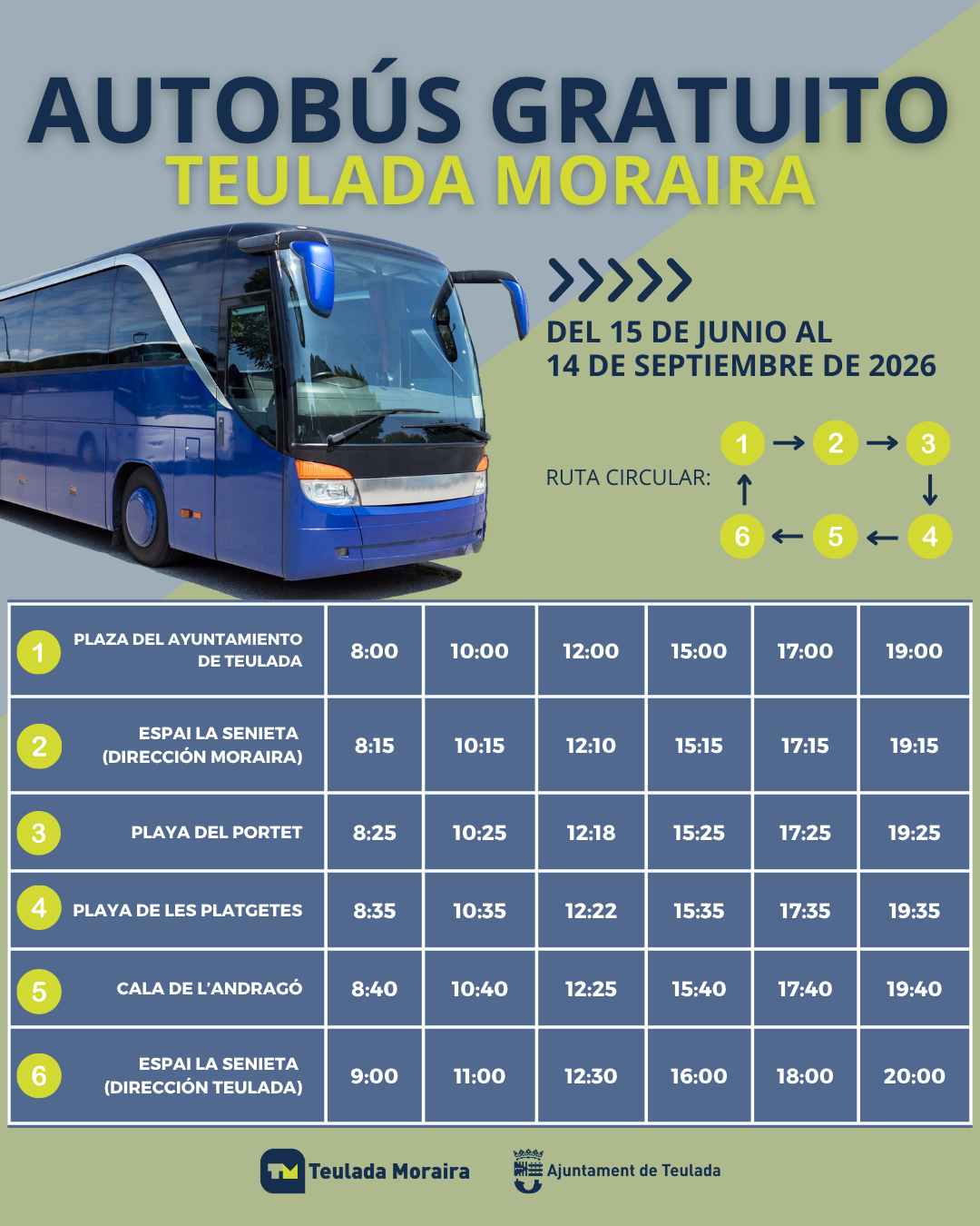 Teulada Moraira recupera el transporte público a las playas durante el verano 