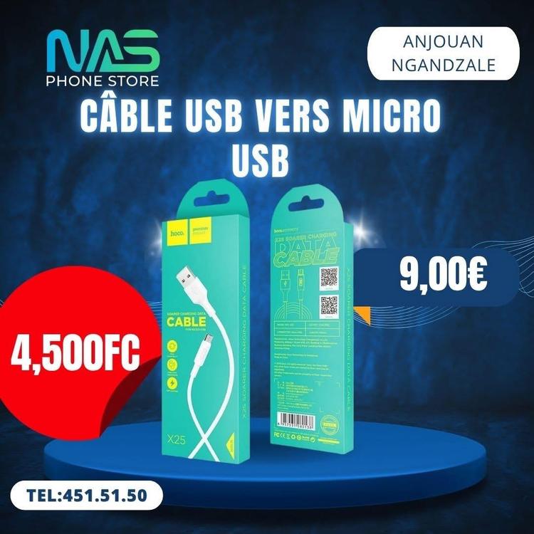 Câble USB Hoco X25 vers Micro USB 1M - 4,500FC 