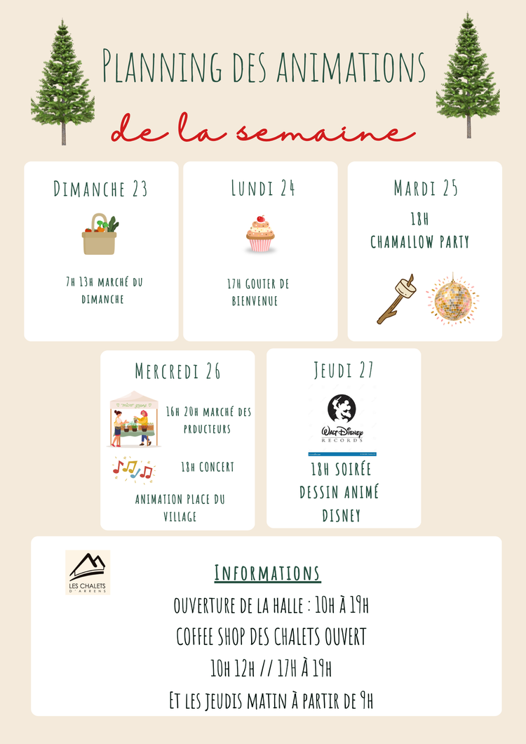 PLANNING DES ANIMATIONS